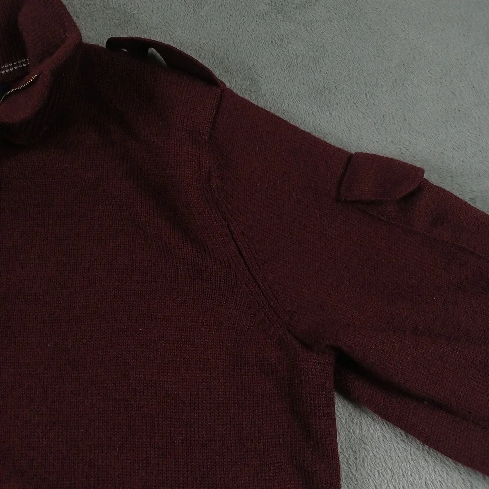 Banana Republic Sweater Mens Large Red 1/4‎ Zip Wool Blend Military Casual